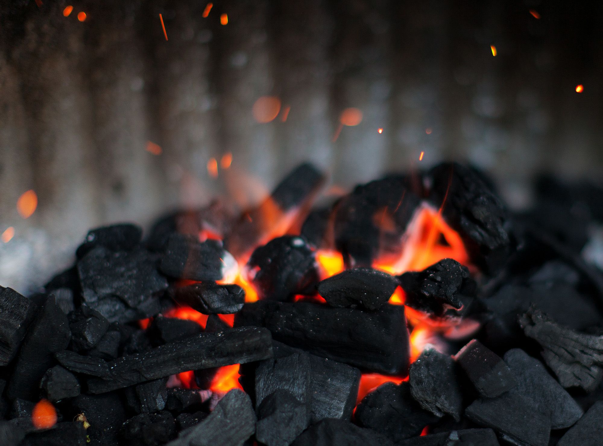 Burning charcoal