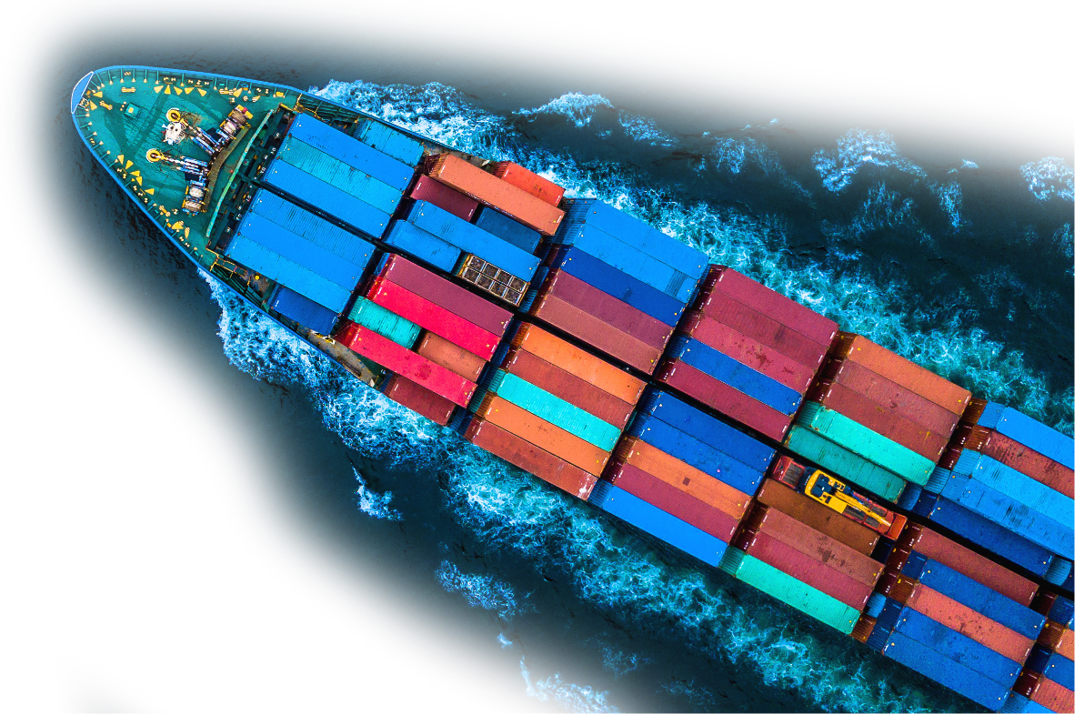 Container ship from above